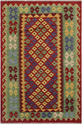 Retro Turkish Kilim Cassondr Hand-Woven Wool Rug - 3'3'' x 4'11''